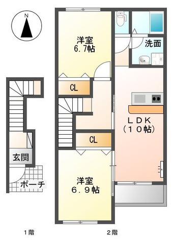 プライムス(2LDK/2階)の間取り写真