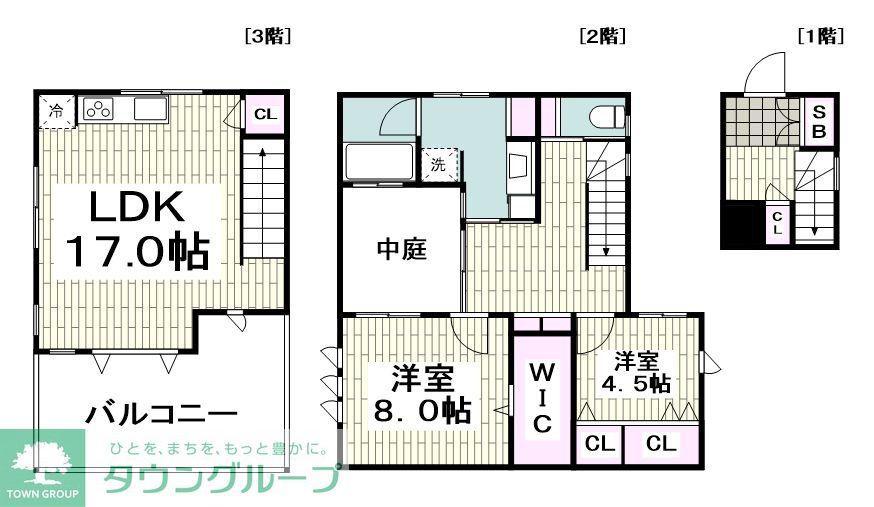 三ッ沢下町戸建(2LDK/1階)の間取り写真