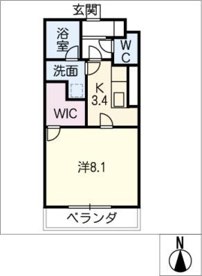 レジデンス林先(1K/4階)の間取り写真