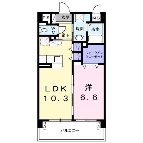 キャンパス サイド ハウス(1LDK/2階)の間取り写真