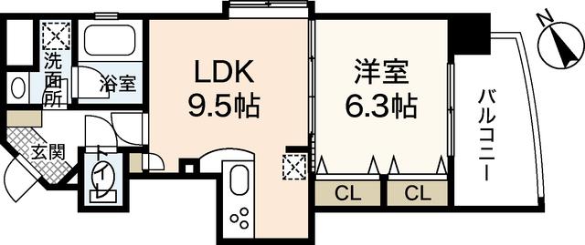 オリオリタウンVIII(1LDK/6階)の間取り写真