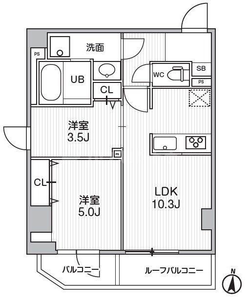 S-RESIDENCE亀戸BALM(2LDK/6階)の間取り写真