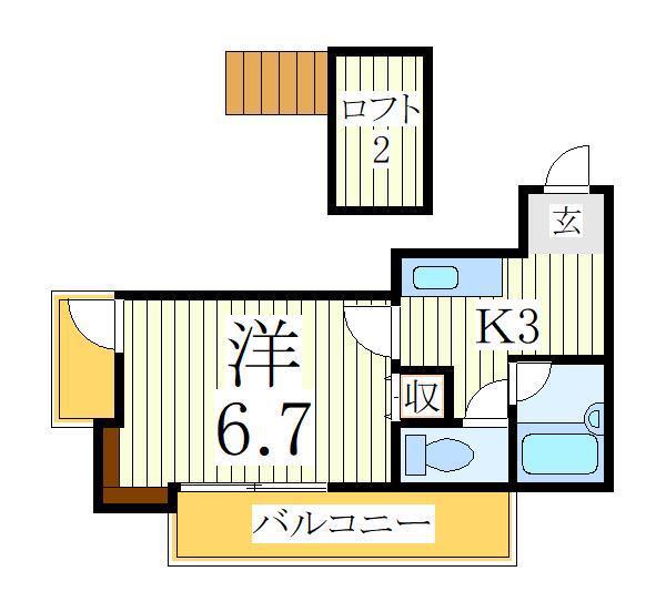 ジュネパレス塚本(1K/2階)の間取り写真