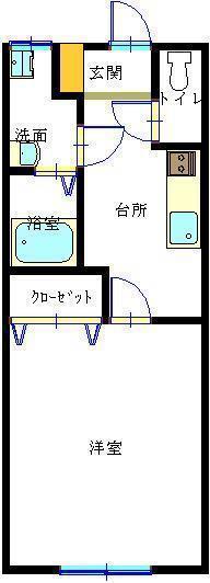 ユニティー郡山III(1K/2階)の間取り写真