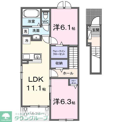 グランツI(2LDK/2階)の間取り写真