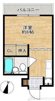 山田ハイツII(ワンルーム/2階)の間取り写真