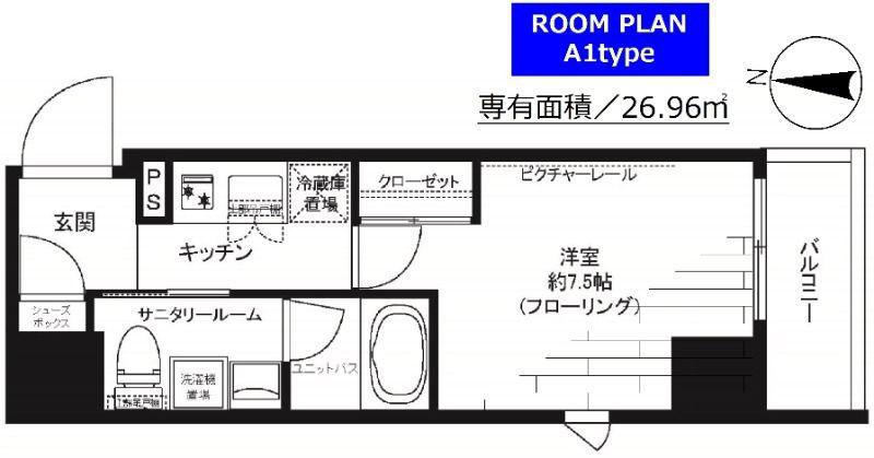 グランドコンシェルジュ神楽坂α(1K/2階)の間取り写真