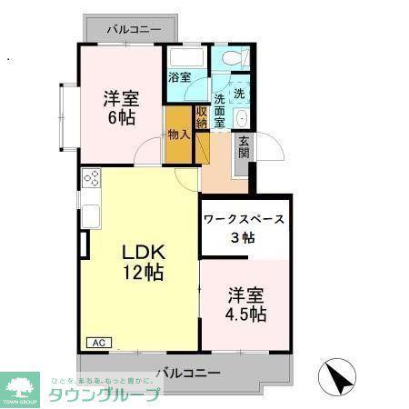 ネオシャルム織戸(2LDK/2階)の間取り写真