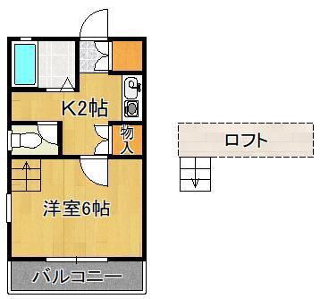 アヴェイル浅川台(1K/2階)の間取り写真