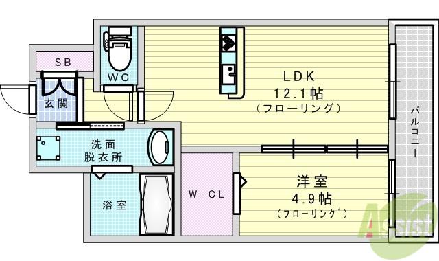パルクレール(1LDK/4階)の間取り写真