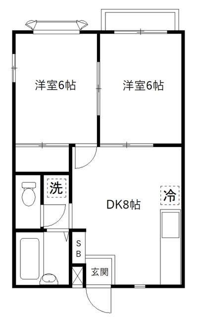 フジハイツ(2DK/2階)の間取り写真