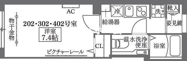 ココキューブ大森本町(1K/2階)の間取り写真