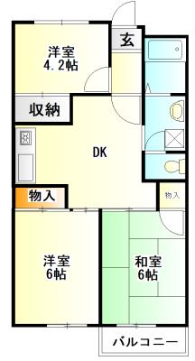 小中ビル(3DK/4階)の間取り写真