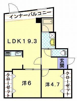 第11森谷ビル(2LDK/5階)の間取り写真