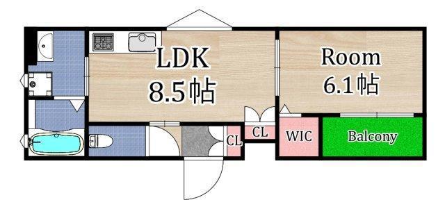 クリエオーレ中宮(1LDK/3階)の間取り写真