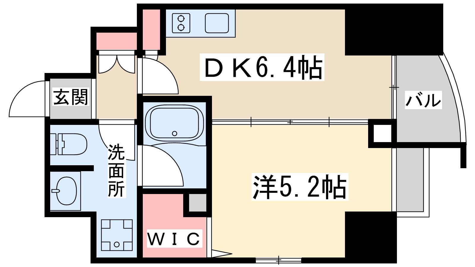 プレサンスネオ中之島公園(1DK/10階)の間取り写真