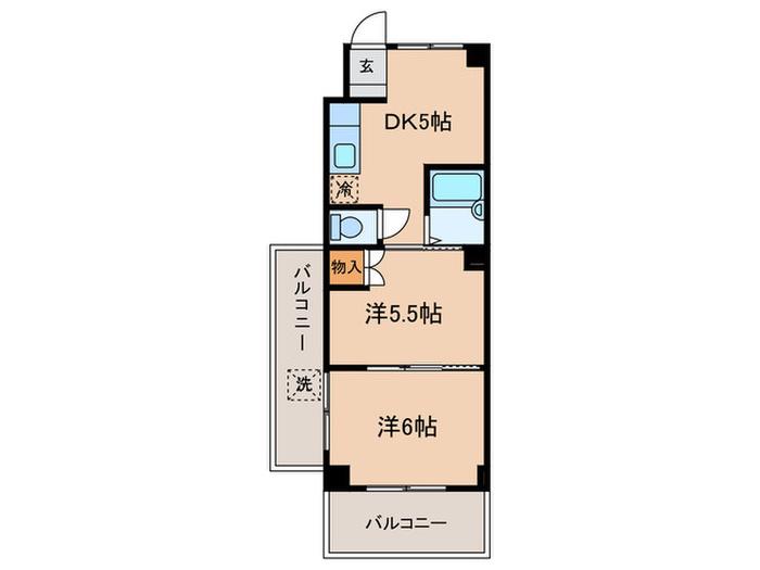 岩村ビル(2DK/4階)の間取り写真