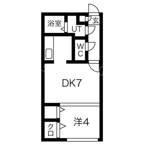 ファインブルーム学園前(1DK/4階)の間取り写真