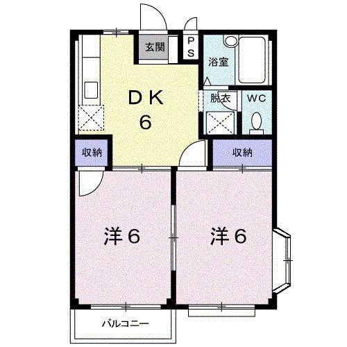 グリーンヒル扶桑I(2DK/2階)の間取り写真