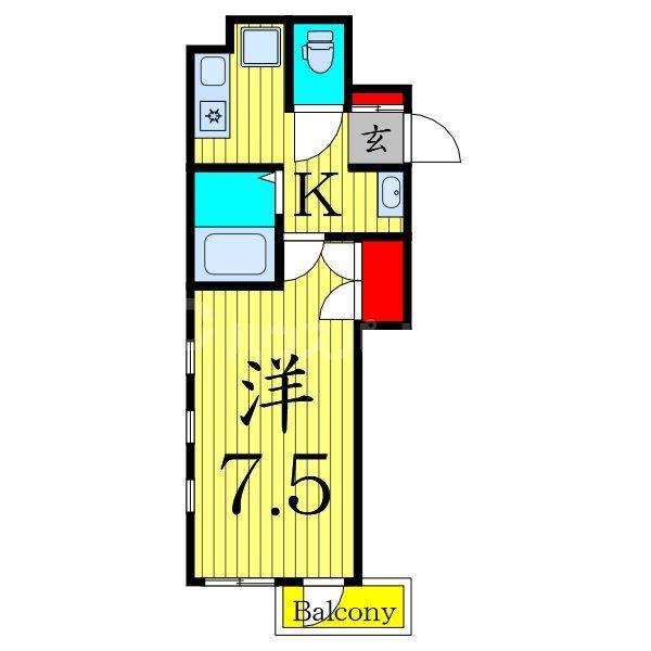 キャトルセゾンII(1K/2階)の間取り写真