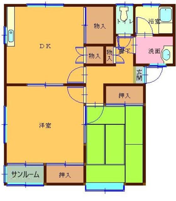 リバーウィンド(2DK/2階)の間取り写真