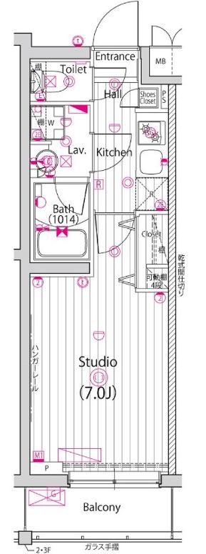 ガーラ・ヒルズ武蔵小山(1K/3階)の間取り写真
