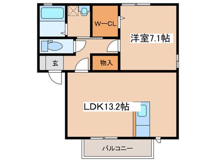 アルカディア(1LDK/2階)の間取り写真