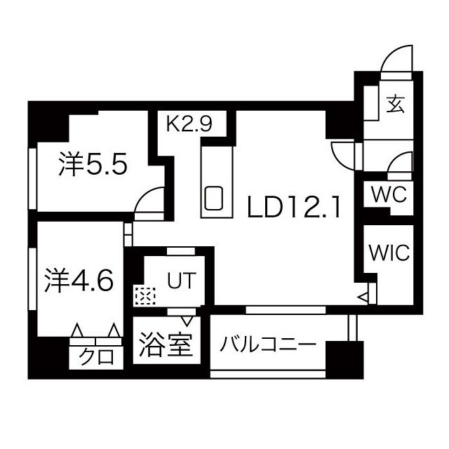 F006(2LDK/8階)の間取り写真