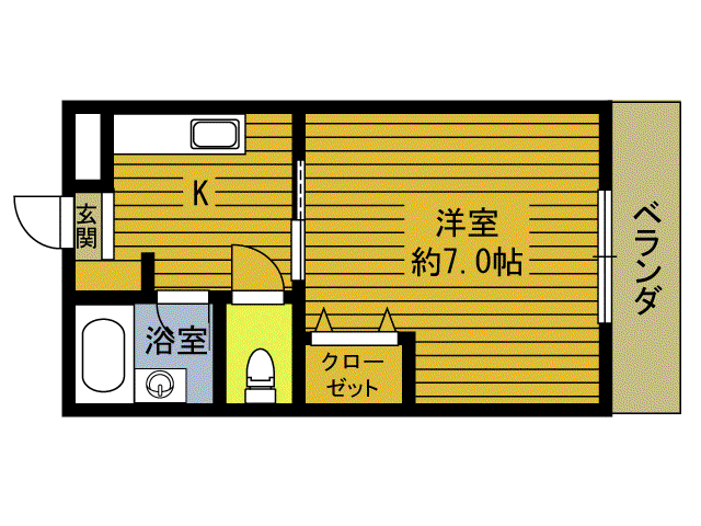 ボナールA(1K/1階)の間取り写真