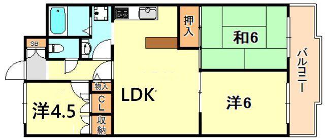 朝日プラザCITYウエストヒル神戸(3LDK/4階)の間取り写真