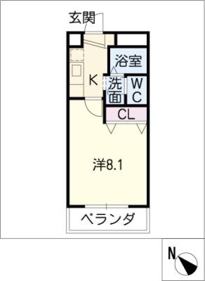 サンモール原(1K/4階)の間取り写真