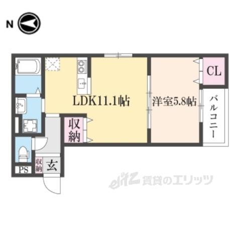 TEKO宮之阪(1LDK/2階)の間取り写真