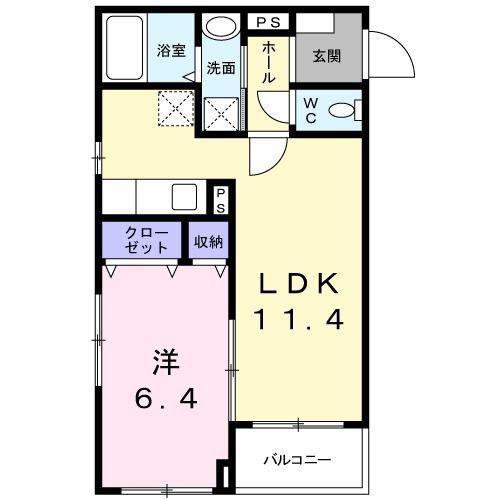 クロシェット(1LDK/2階)の間取り写真