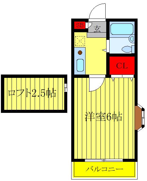 シェーンハイトIII(1K/2階)の間取り写真