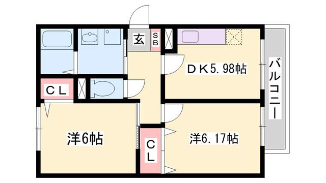 パルティーレ(2DK/1階)の間取り写真