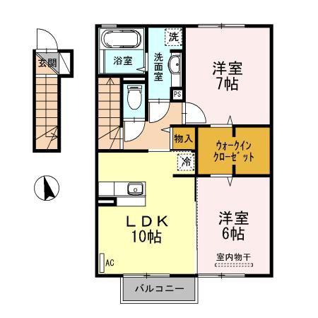 SOLIELL B(2LDK/2階)の間取り写真