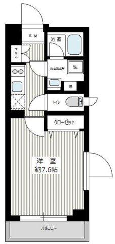 XEBEC下丸子(1K/4階)の間取り写真