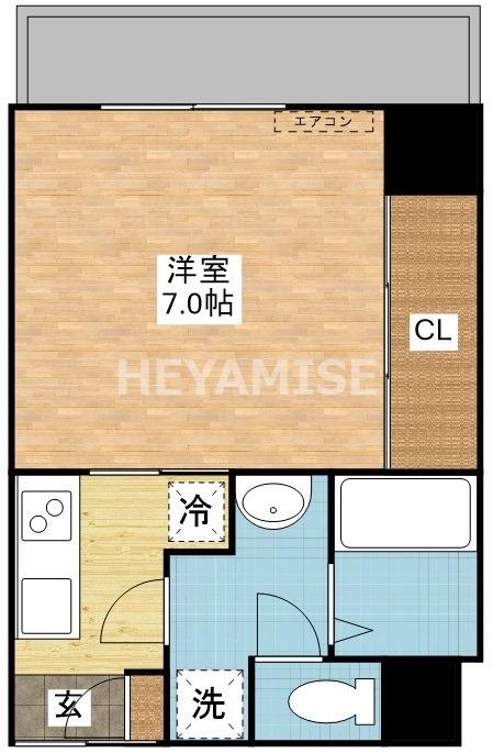 シャムロック城山(1K/4階)の間取り写真
