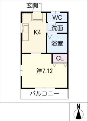 地下鉄東山線 本郷駅(愛知) 徒歩40分 2階建 築24年(1K/1階)の間取り写真