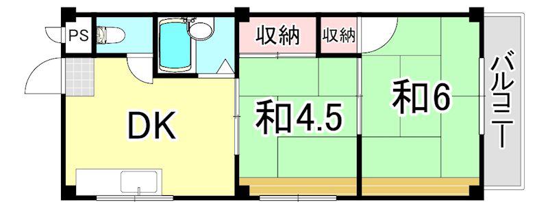 シャルム南台II(2DK/3階)の間取り写真