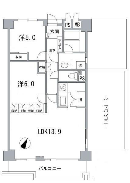 アイビハイツ南品川(2LDK/12階)の間取り写真
