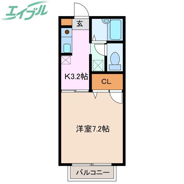 セゾンプレミール A棟(1K/2階)の間取り写真