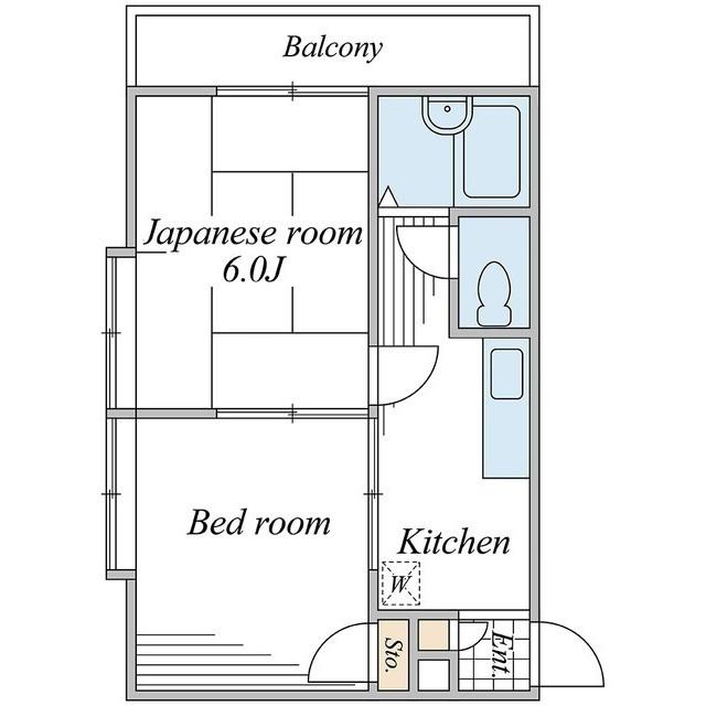 なかいハイツB(2DK/2階)の間取り写真