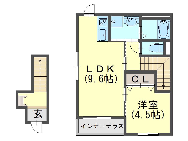 クレスト・若宮(1LDK/2階)の間取り写真