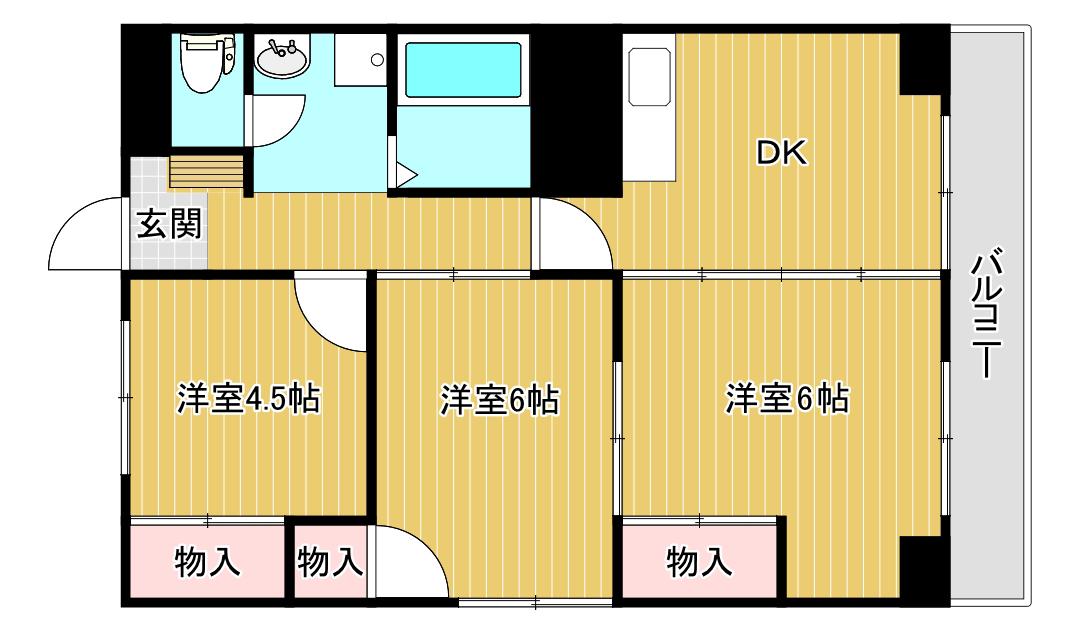 東洋ハイツ(3DK/2階)の間取り写真