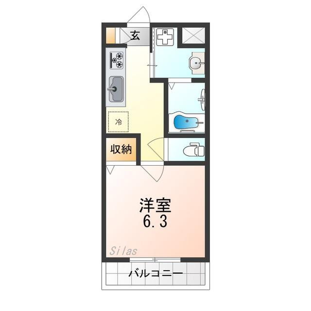 千葉・住吉(1K/3階)の間取り写真