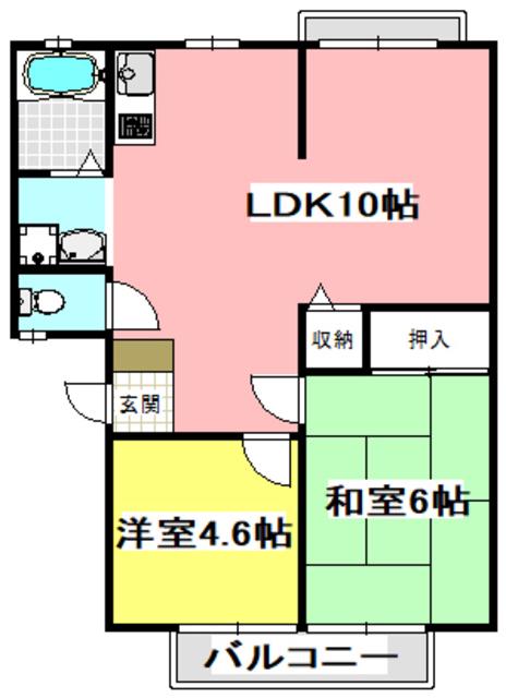 サンシティミシマ(2LDK/2階)の間取り写真