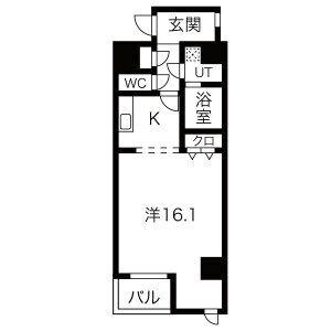 グランシャリオ(1K/8階)の間取り写真