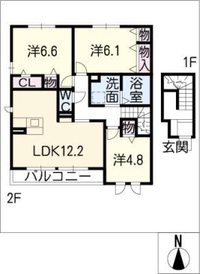 ボヌール A(3LDK/2階)の間取り写真