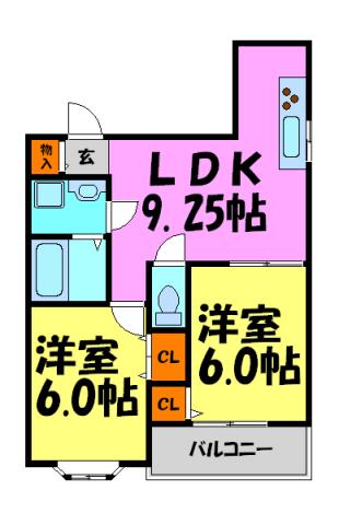 西田マンション(2LDK/2階)の間取り写真